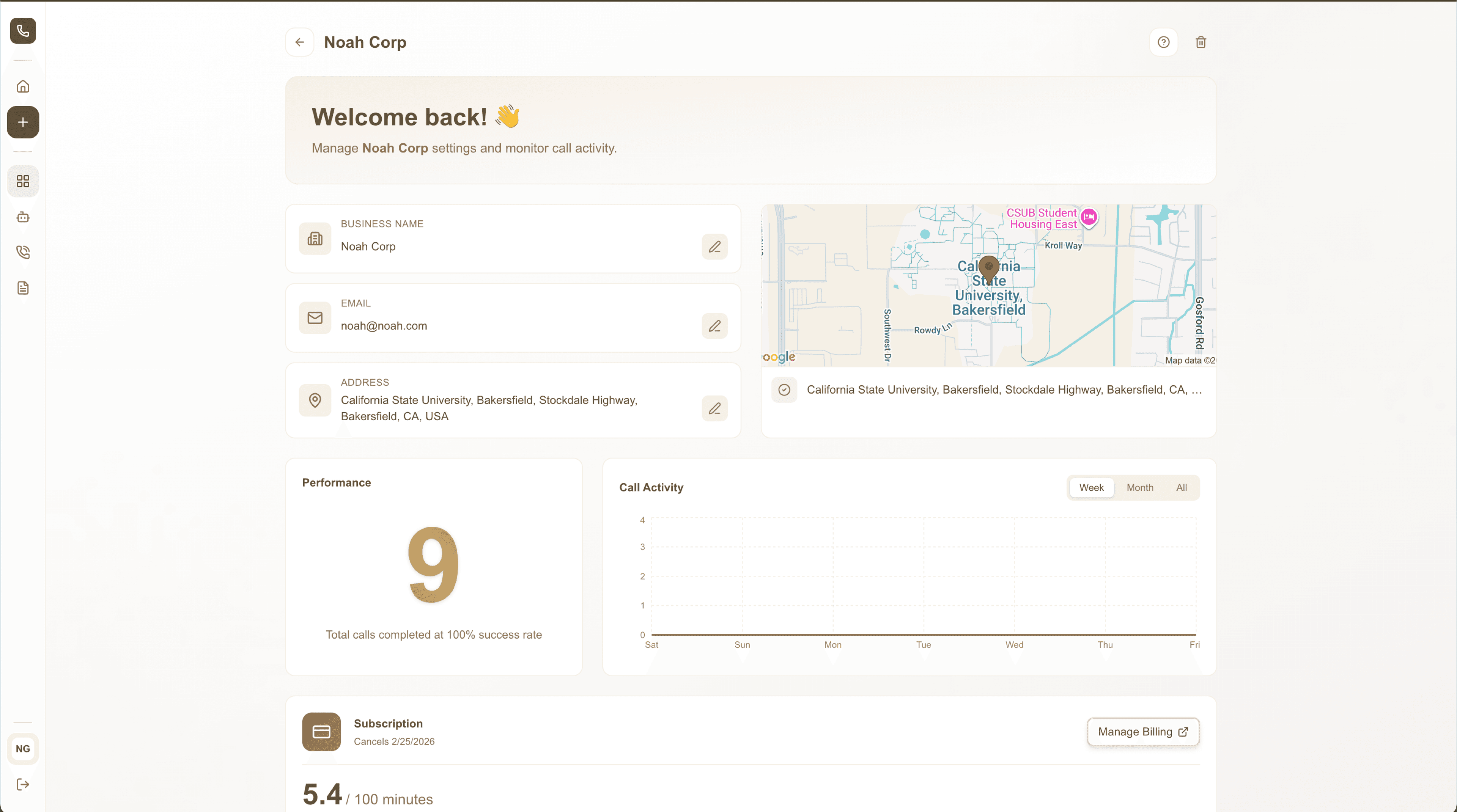 HelloML AI phone agent dashboard showing call transcription, appointment booking, and automated phone answering